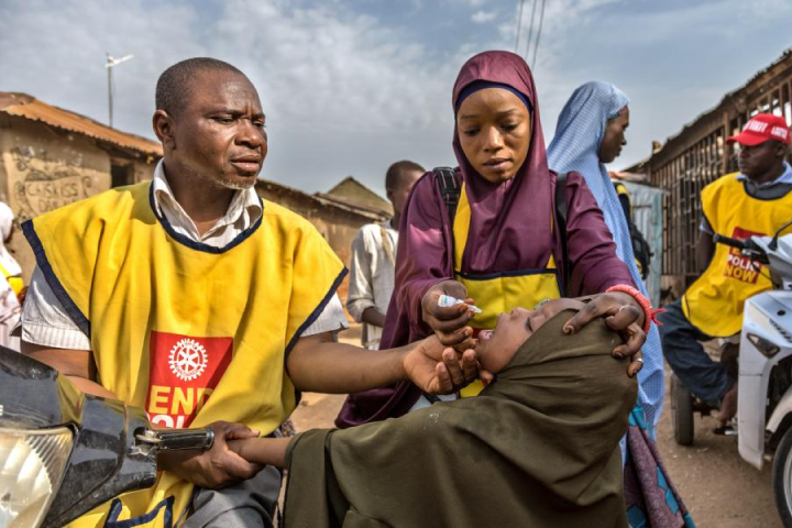 Photo of Polio immunisation team working in Nigeria. 